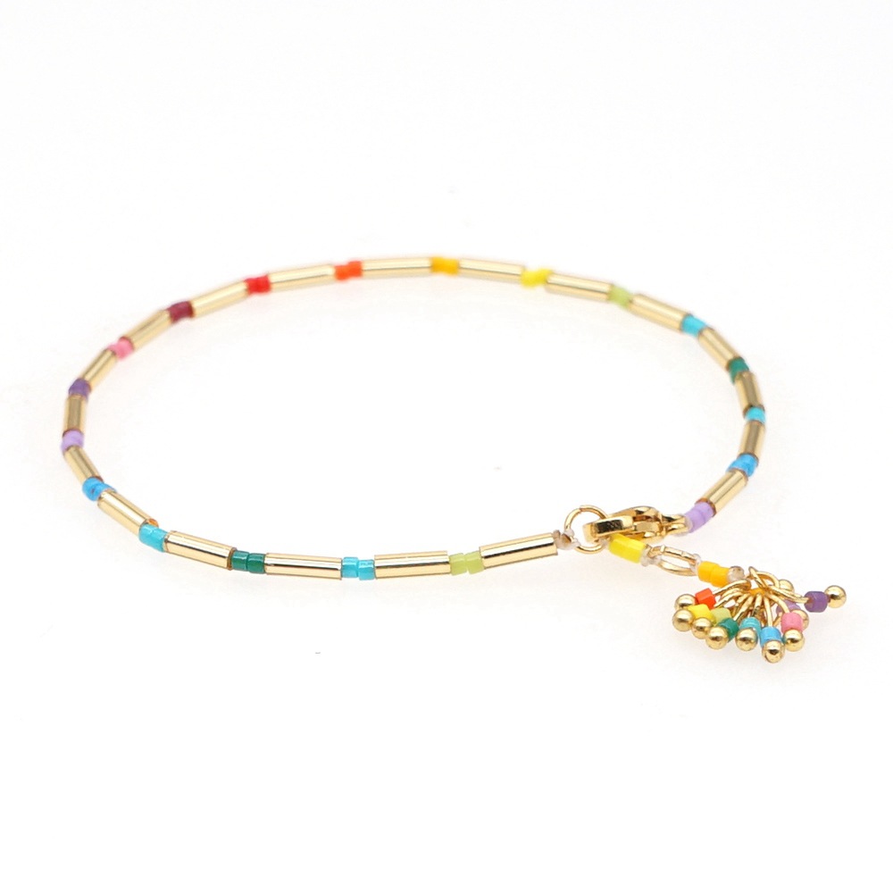 Simple Miyuki Rice Beads Rainbow Hand-woven Tassel Beaded Bracelets display picture 2