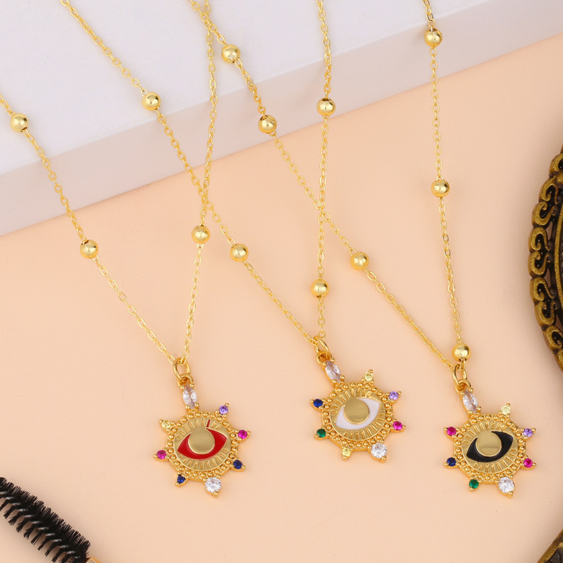 Fashion Round Diamond Pendant Necklace Yiwu Nihaojewelry Wholesale Devil&#39;s Eye Necklace display picture 7