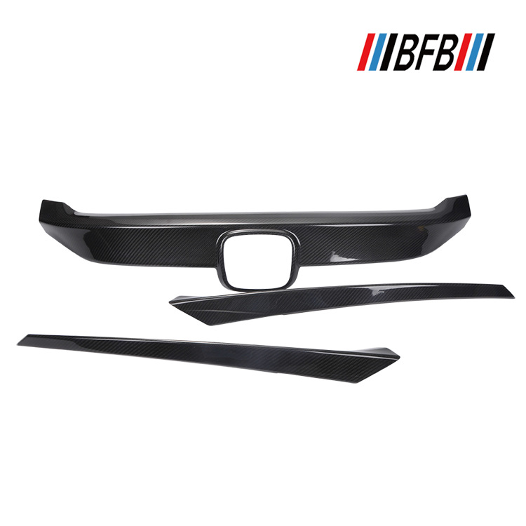适用于本田十代思域碳纤维中网饰条 碳纤前格栅中网灯眉进气饰条