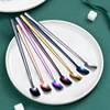 Manufacturer directly supply 304 stainless steel square head ice spoons home dessert stirring spoons Korean solid gold -plated golden puff spoon new