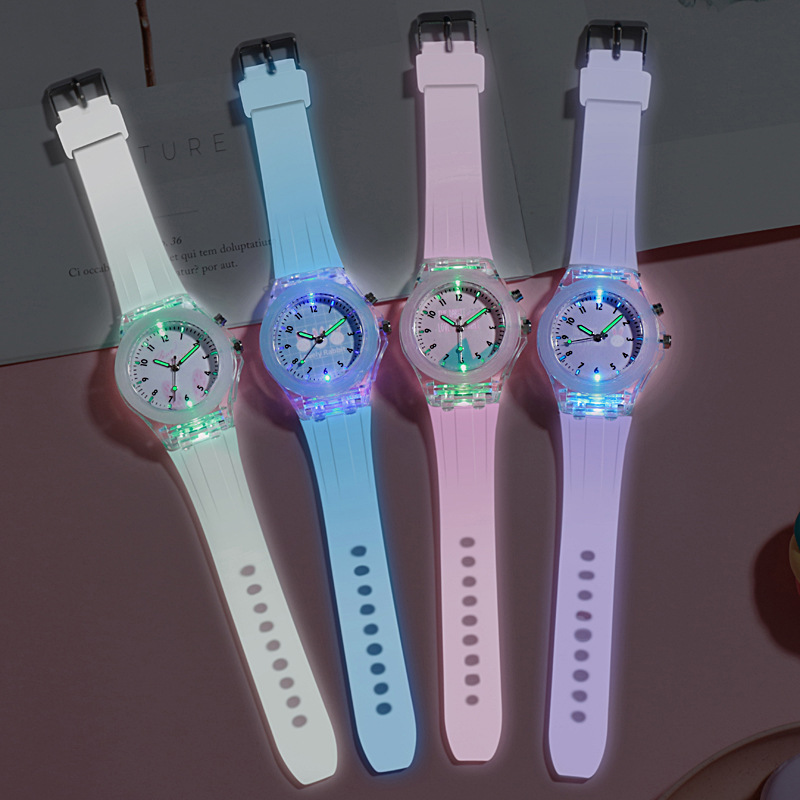 Luminous Cartoon Watch Cute Colorful Rabbit Quartz Watch Silicone Watch wholesale nihaojewelrypicture13