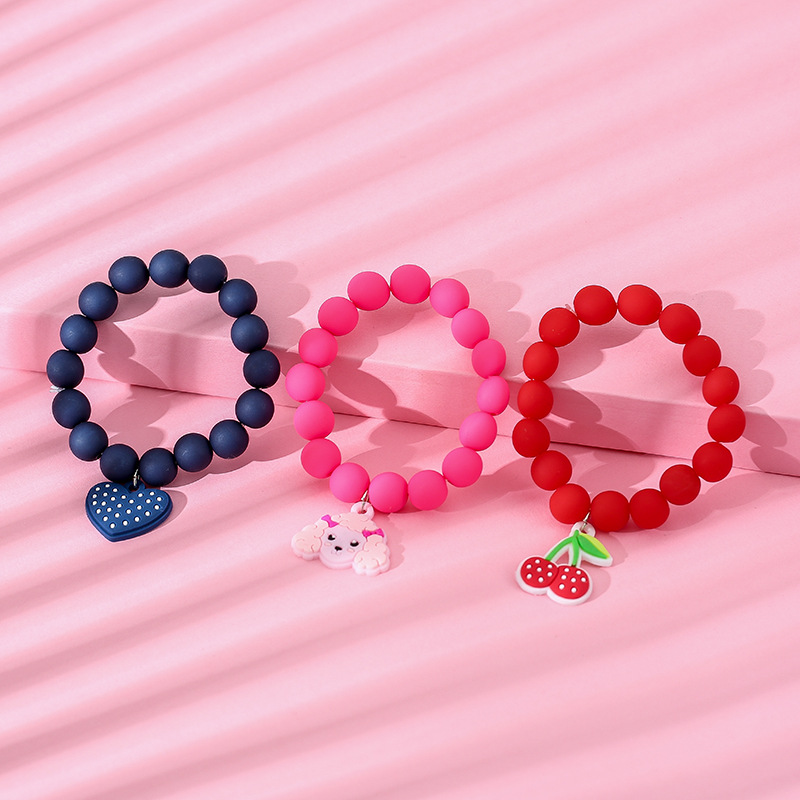 Cute Dog Cherry Heart Shape Arylic Kid's Bracelets 3 Piece Set display picture 3