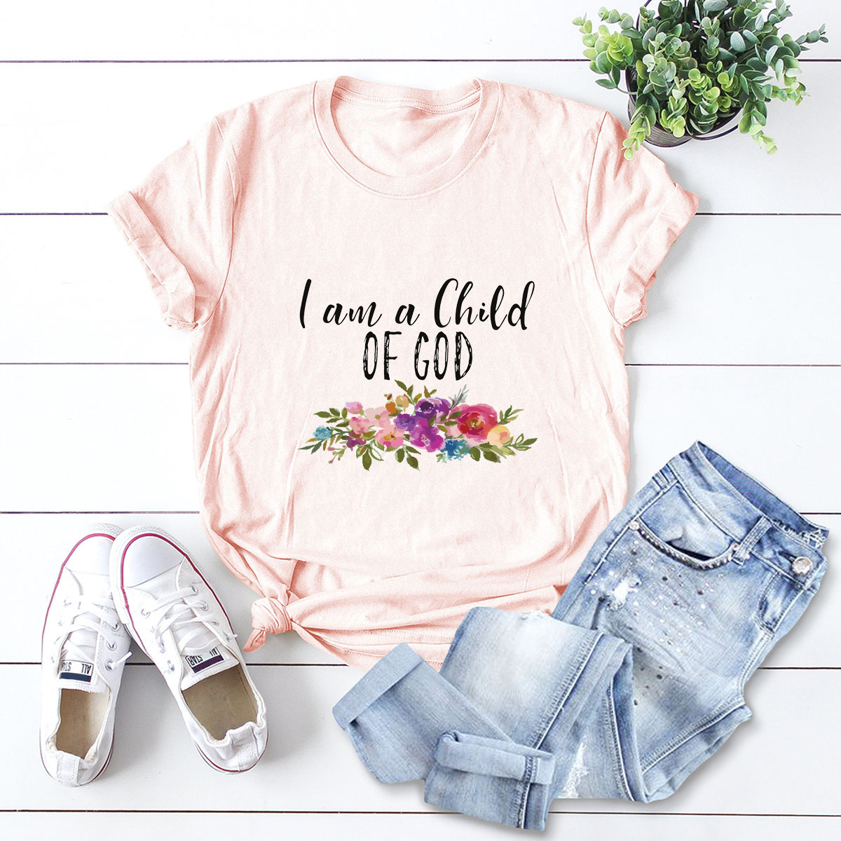 wreath letters comfortable short-sleeved T-shirt NSSN1468