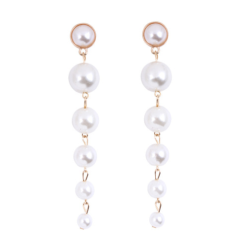 Women latin ballroom dance bling jewelry Personality size artificial pearl long earrings for women