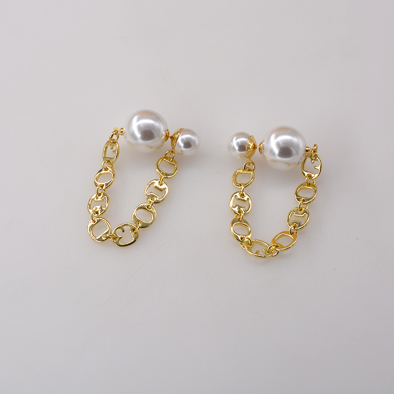 Korean Fashion Simple  Pearl Chain Tassel Long Earrings Wholesale Nihaojewelry display picture 2