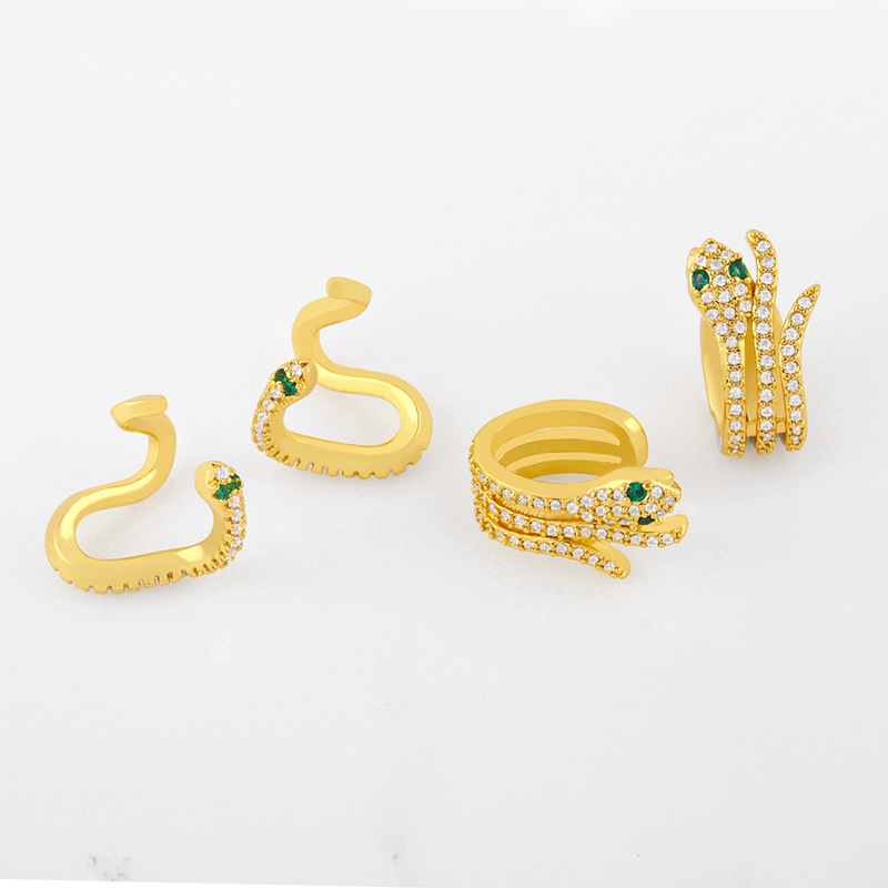 New Trendy Fashion Ear Clip Snake C-shaped Ear Bone Clip Snake  Copper Earrings Nihaojewelry display picture 3