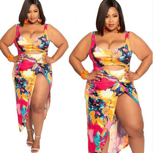 product - wholesale Plus Size Digital Printing Siamese Bikini Beach Sexy Swimsuit Two-Piece Suit - 9