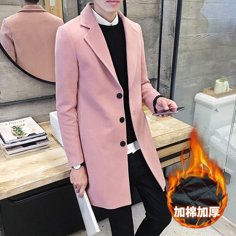 Gabardina de los hombres de longitud media SLIM-Fit estilo coreano otoño 2022 Nuevo abrigo de lana de los hombres otoño e invierno abrigo de lana de moda image 3