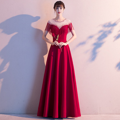 Evening dresses prom dress Robes de soirée evening gowns long party tassel wedding red evening dress dress