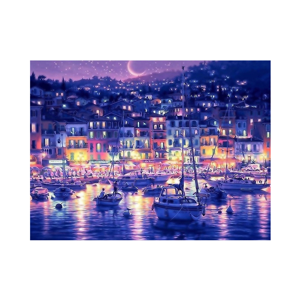 Noche ciudad DIY pintura al óleo digital fábrica al por mayor sin marco combinación apretado marco interior estilo más de 1 unidades entrega