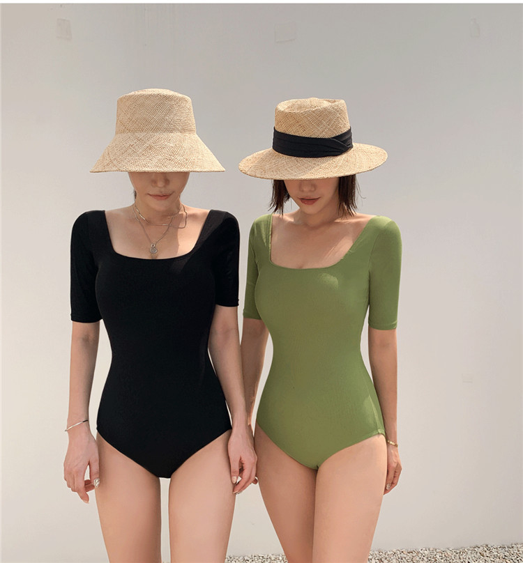   triangle one-piece short-sleeved sexy backless swimsuit  NSHL3996