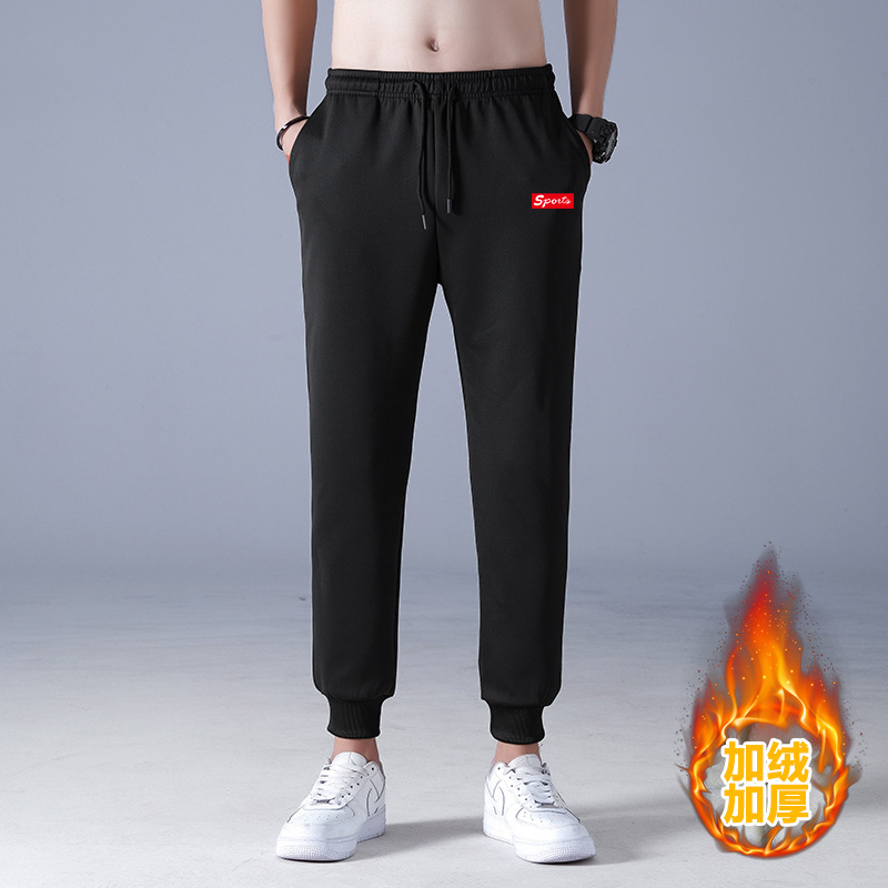 2021 nuevos hombres de invierno forrados de lana engrosada pantalones de algodón de lana de cordero pantalones casuales pantalones de chándal de moda coreana al por mayor