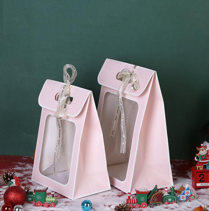 En stock Bolsa de regalo de Navidad bolso de la ventana Nochebuena Apple embalaje caja de cartón regalo de mano caja de dulces bolsa de regalo