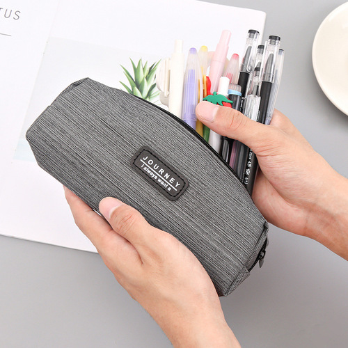 Simple and creative Oxford cloth pencil bag student portable horizontal stripe pencil bag storage stationery pencil case stationery bag
