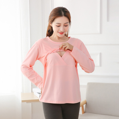 New nursing tops for autumn and winter, confinement clothes, nursing clothes, autumn clothes, bottoming shirts, outing clothes, Amazon supply, cross-border supply