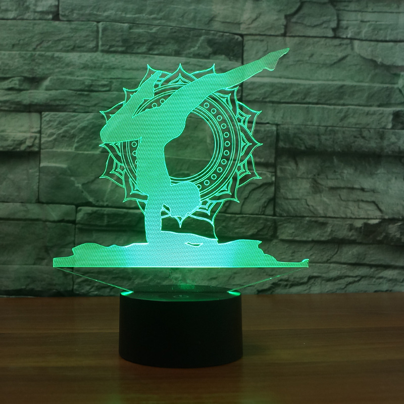 运动瑜伽七彩渐变3D亚克力灯 浪漫创意礼品小夜灯FS-4153
