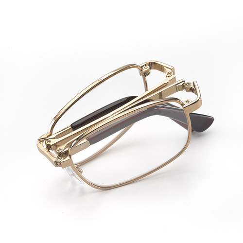 Red Leaf Crystal Reading Glasses Factory Folding Full Frame Donghai Crystal Reading Glasses Three-Fold Crystal Stone Reading Glasses