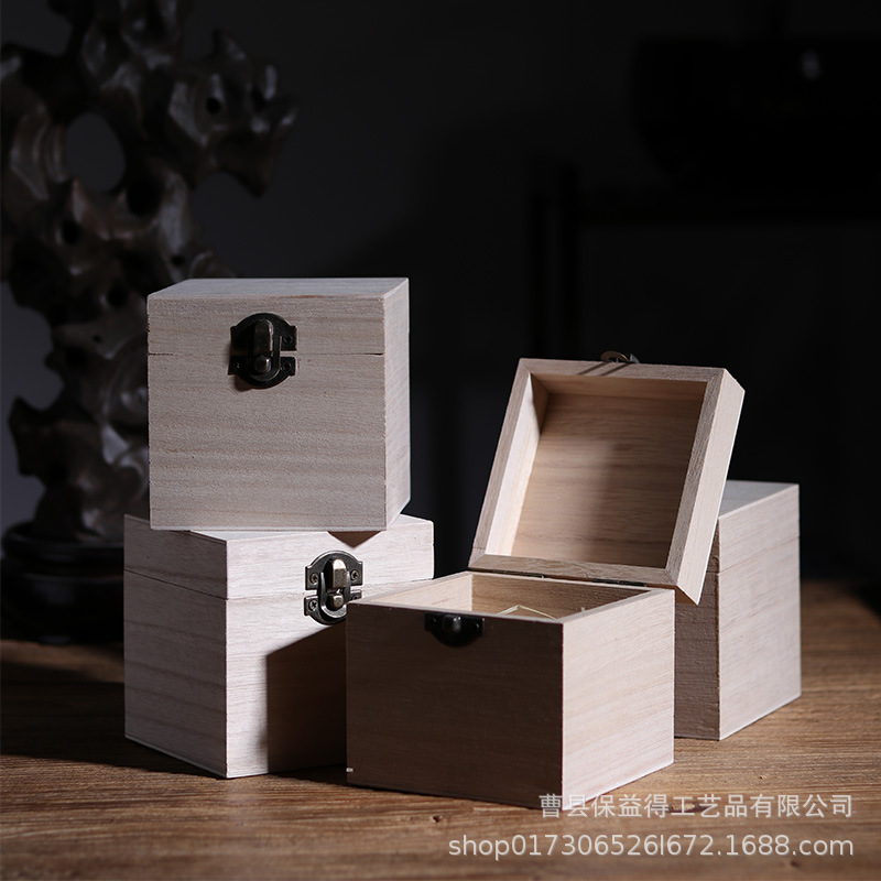 桐木正方形木质小木盒子礼物茶杯建盏礼品包装盒礼品空盒