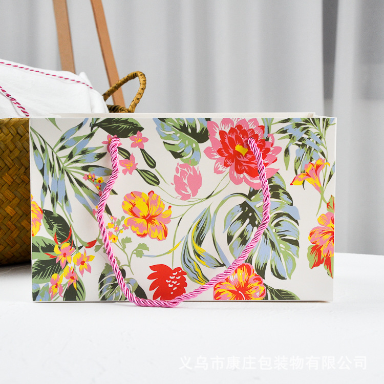 粉色富贵花开手提袋 手拎袋 纸袋 礼物礼品袋 烘焙包装袋子
