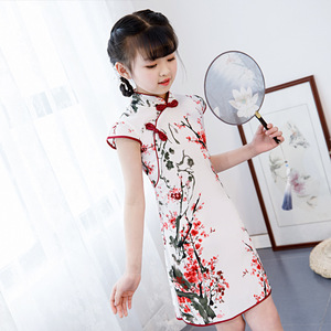 Qipao for kids Children Chinese Dress cheongsam girl little girl short sleeve national Princess Dress