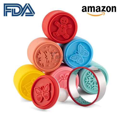 New Product Silicone Stamp Set Christmas Cookies Cookie Embossing Mold Cookie Stamps Set