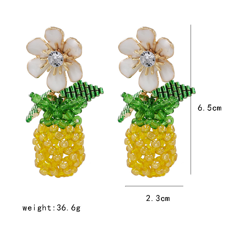 New Woven Crystal Beaded Fruit Pineapple Earrings Wholesale display picture 1