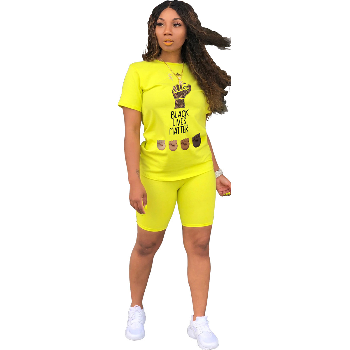 fashion casual sports printing round neck short-sleeved T-shirt set NSSJW58873