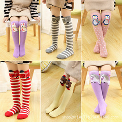 Children's knee-high socks, pure cotton ankle socks for girls and boys, seasonal socks with 3D cartoon designs