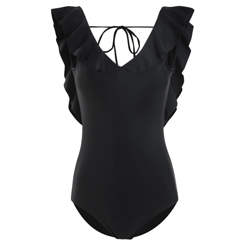retro floral backless ruffled sexy one-piece swimsuit NSHL3951