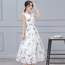 雪纺连衣裙2023夏季新款流行女装长裙时尚气质显瘦收腰裙子长款潮