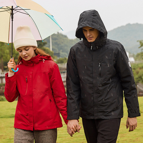 Three-in-one jacket for men and women, two-piece set with down cotton lining, autumn and winter outdoor waterproof and windproof ski suit