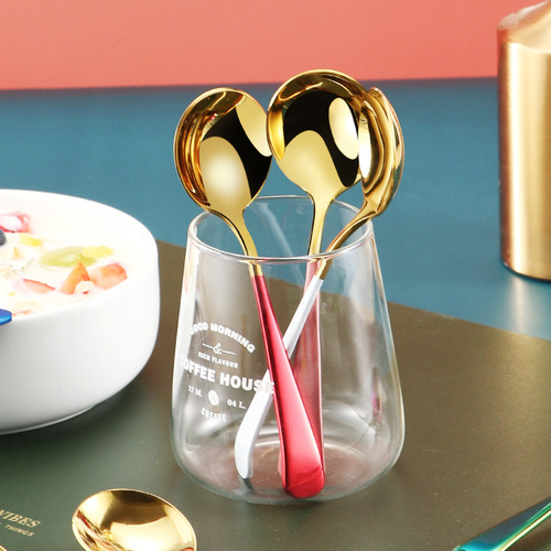 Spoon creative cute 304 stainless steel household Internet celebrity European short-handled spoon children's eating spoon small spoon