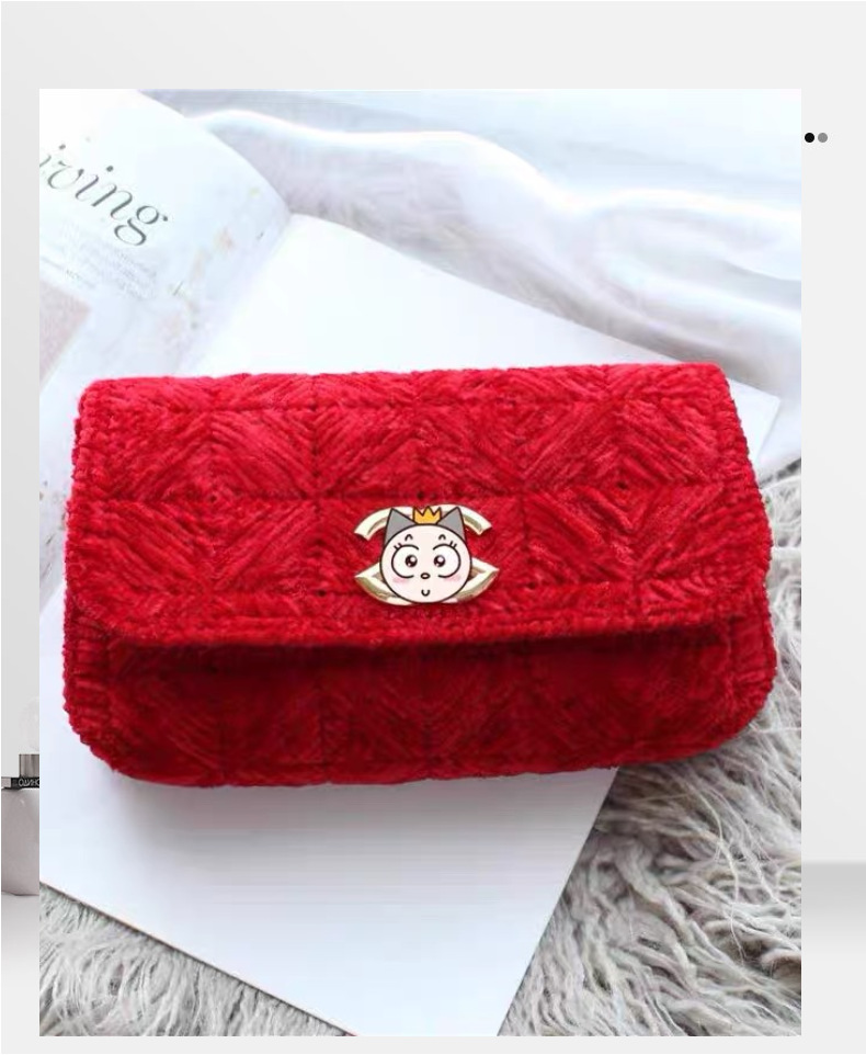 泫雅包小香风小鹿毛巾线DIY手工编织包免裁剪塑料网片网格 人字形详情图8