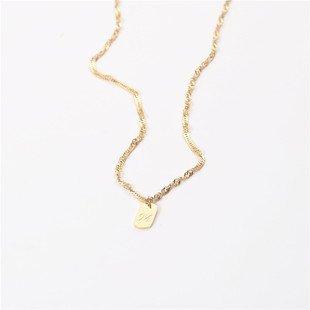 European and American lisa Same Style Square Brand Square M Letter Necklace Women's ins Simple Internet Celebrity Pendant Clavicle Chain