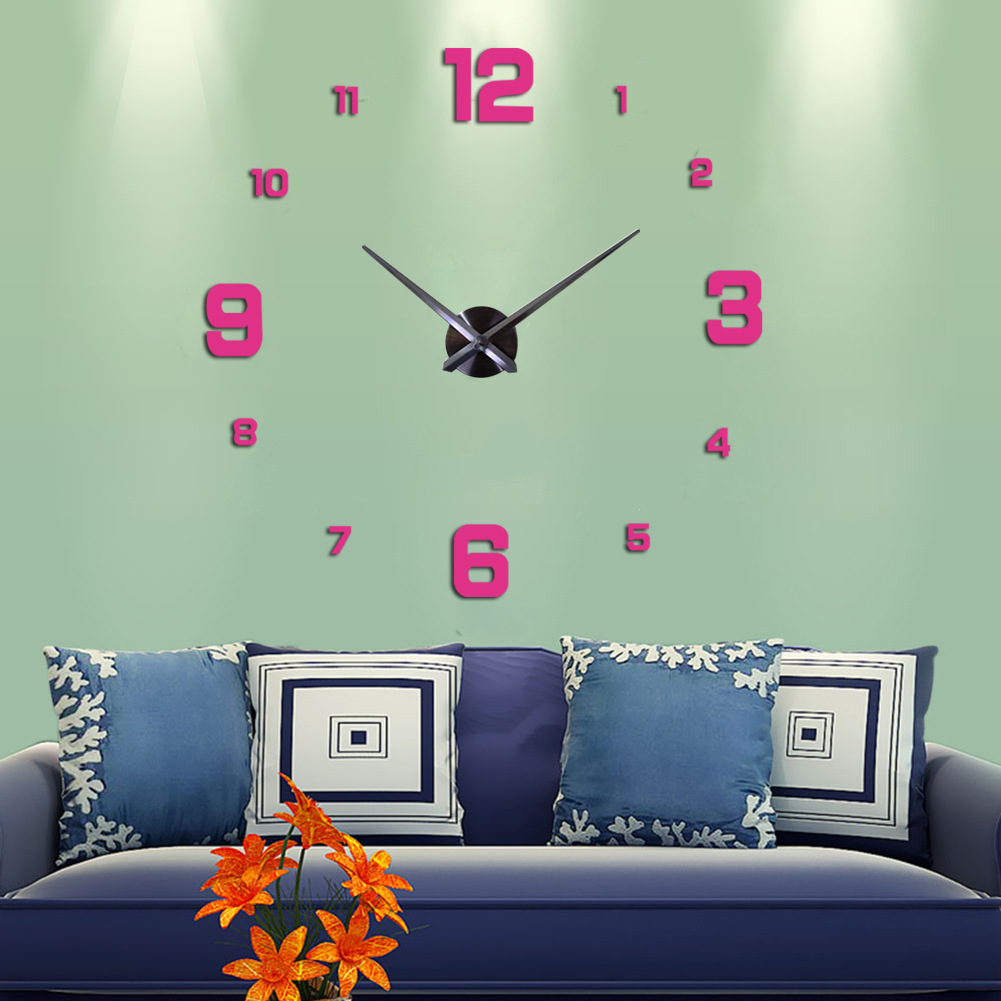 亚马逊热卖挂钟创意数字DIY壁钟欧式客厅石英墙贴钟3D wall clock-阿里巴巴