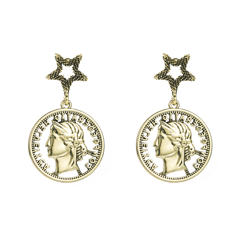 Pendientes En Relieve De Cabeza De Personaje Hueco Creativo Retro display picture 6