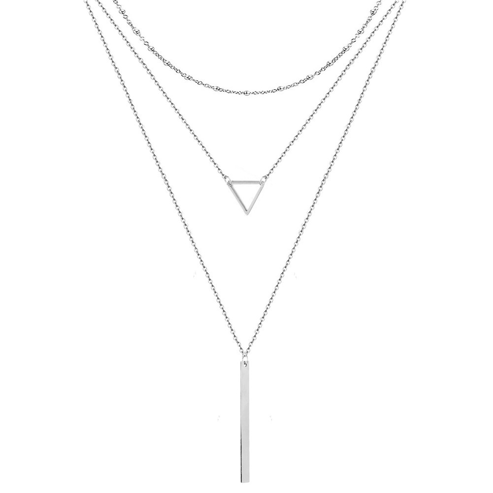 Streetwear Geometric Stainless Steel Layered Necklaces display picture 1