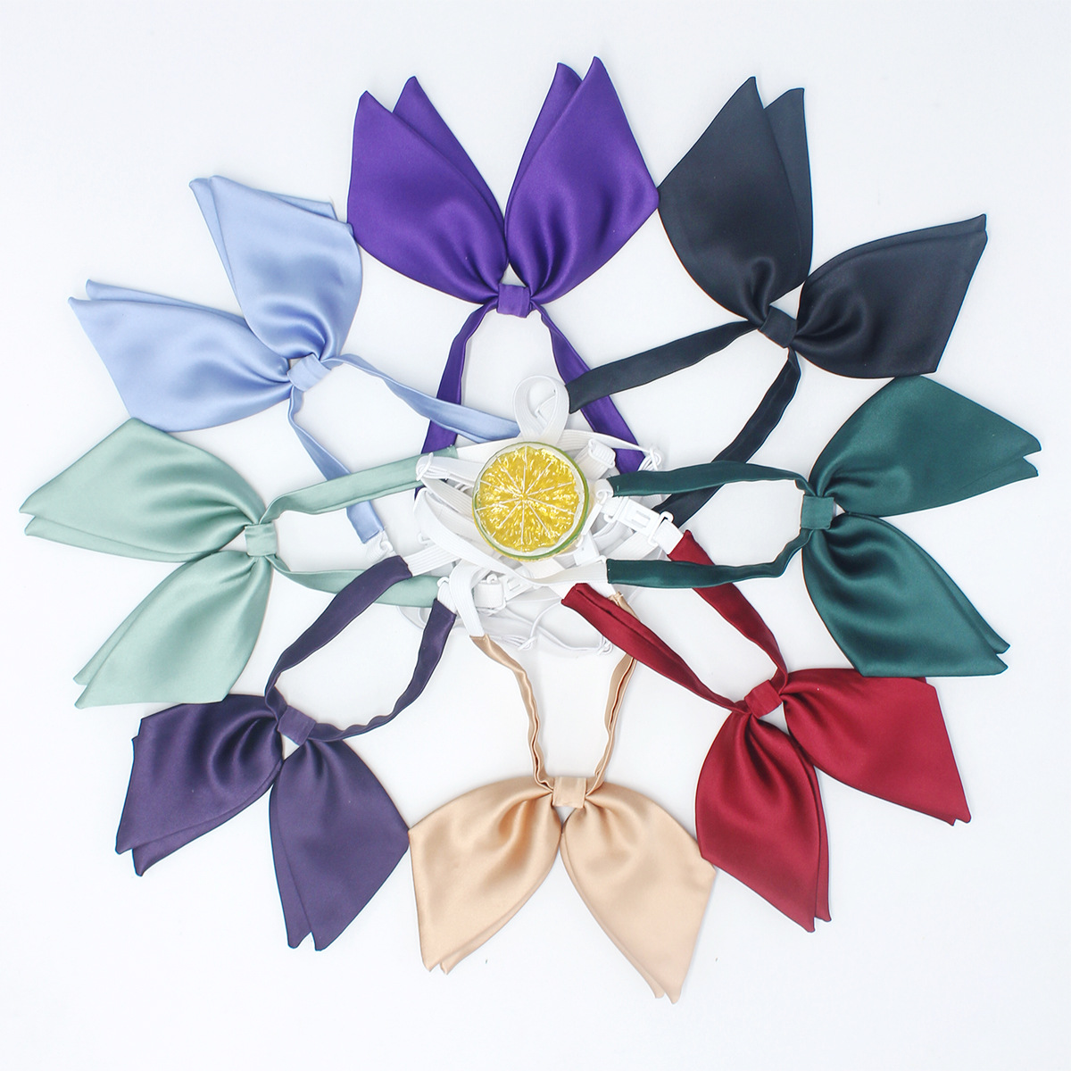 Pajarita de esquina afilada de doble capa para mujer, pajarita, nuevo estilo sin raíz de plumas, estilo universitario japonés, color sólido, cara brillante, pajarita uniforme JK