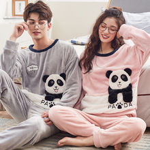 Thick Warm Flannel Sleepwear Pajamas Women Men Pyjamas Set