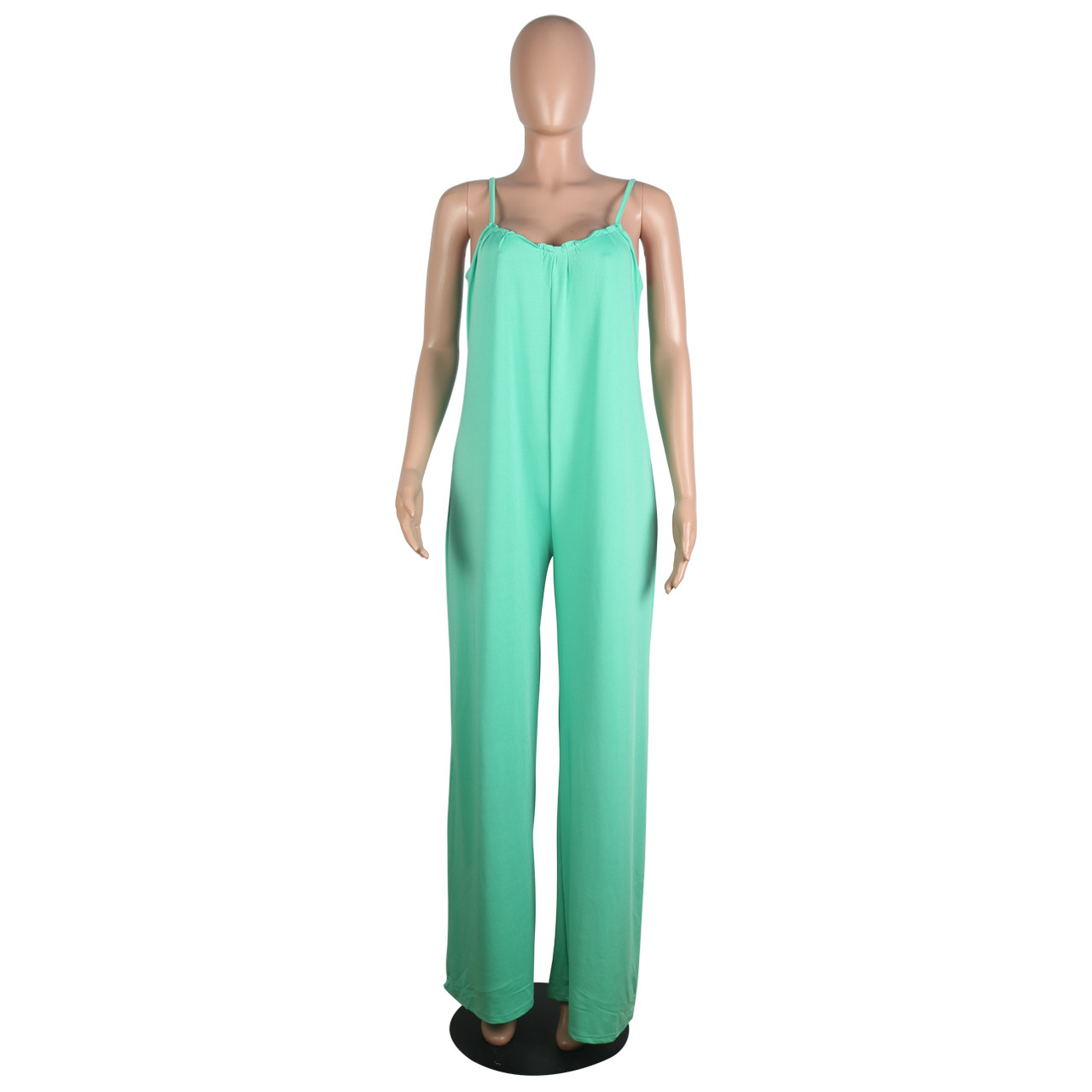Sexy Sling Solid Color Wide Leg Jumpsuit