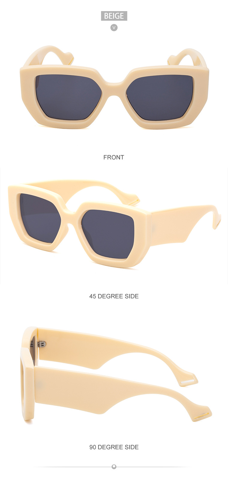 70g Weight Full Frame Glasses Structure Sunglasses Classification PC, UV400 Protection Lens Material Square Glasses Style Street Occasion Geometric Pattern Women'S Gender IG Style Style IG Style Geometric PC UV400 Protection Square Full Frame Women's Sunglasses 13