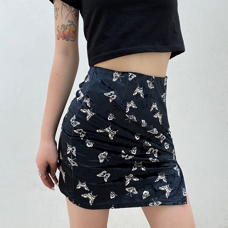 new butterfly print slit skirt NSMEI50882