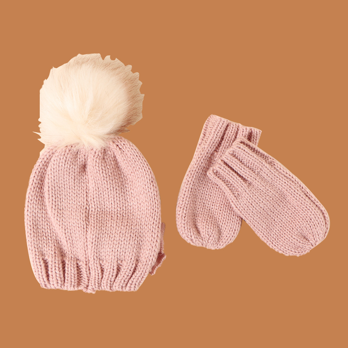 Children's Pure Color  Bowknot Woolen Cap Gloves display picture 5