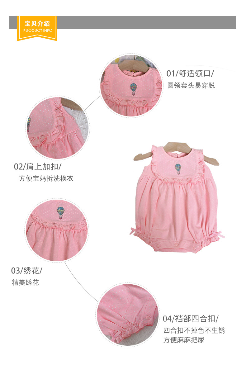 الصيف جديد 0-2 سنة طفلة الطفل الأزياء الكورية الحلو لطيف الوردي الأبيض نقطة سترة رداء الجملة Nihaojewelry display picture 1