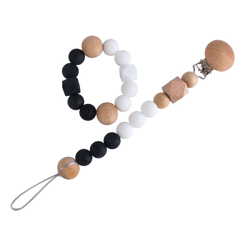 Seguridad del medio ambiente de silicona chupete cadena mordedor palo Bebé Beech octogonal cuentas de silicona juguete mordedor pulsera