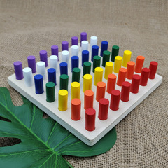 Montessori Color Finger Grasping Board, Sensory Wooden Plug Board, Stick Stick, Intellectual Development, Manual and Brain Color Discrimination Teaching Aids
