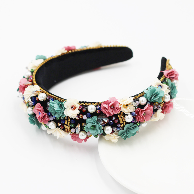 New fashion flower diamond headband dance party bride hair accessories for ladies elegant headbandpicture2