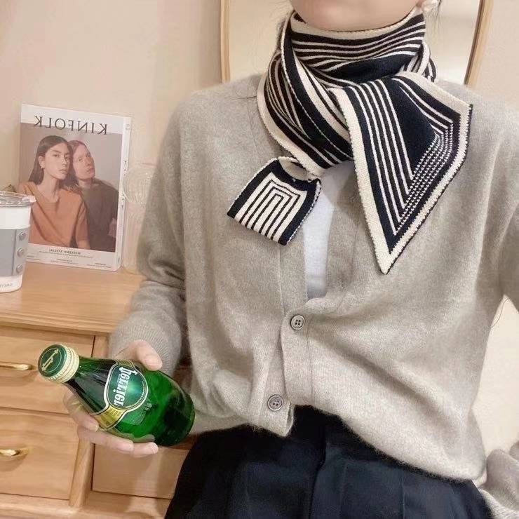Gestrickter Schrägschal Für Damen Geometrischer Winterschal_voghion.com
