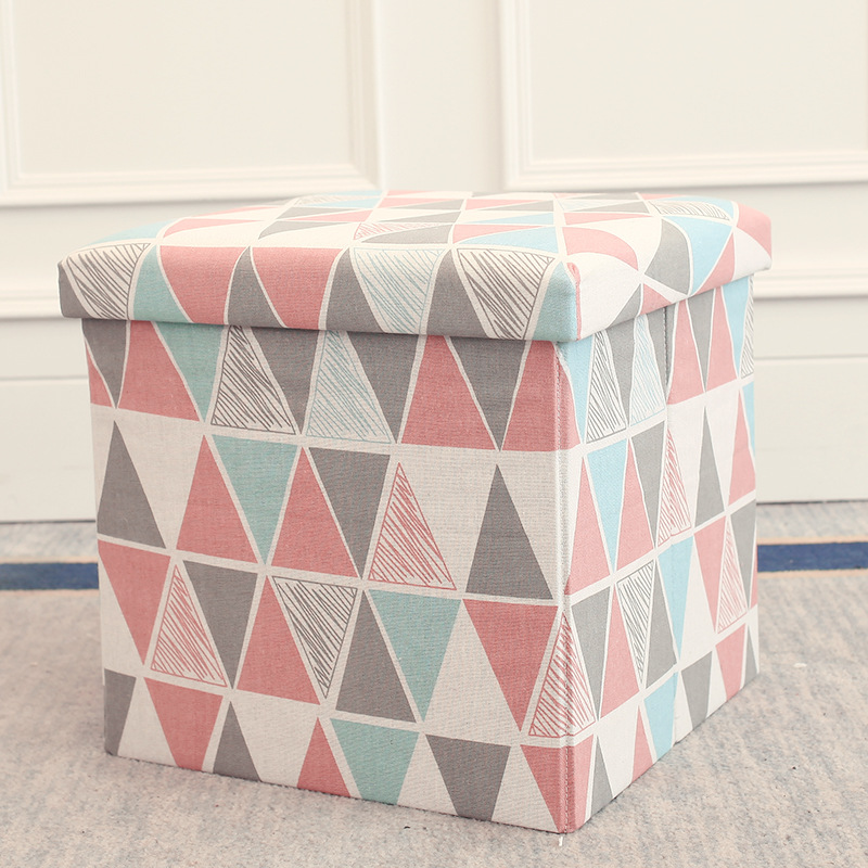 Printed Cotton Storage Stool Clothes And Shoe Storage Box Nordic Style Footrest Storage Box