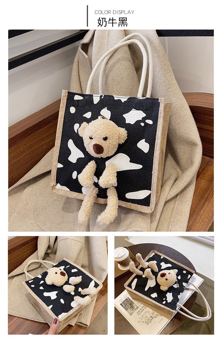 Wholesale 2020 new Instagram winter cute bear Japanese women's bags, cartoon student fashion hand-held trendy fabric bags undefined